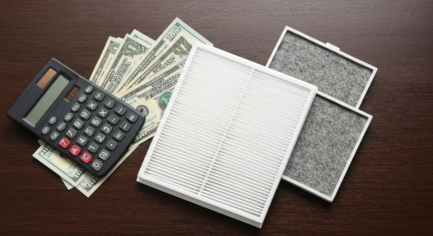 5-year running cost comparison chart for Dyson Purifier Cool vs Levoit Core 400S showing total ownership cost