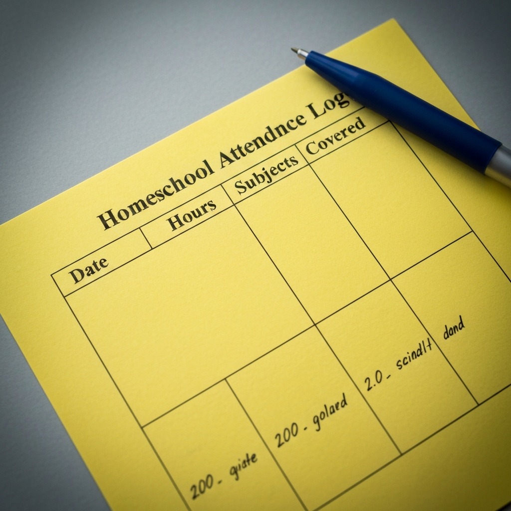 A close-up of a homeschool attendance log.