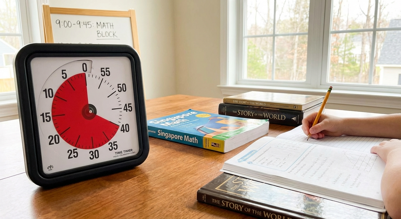 Time Timer visual countdown clock for homeschool subject block timing